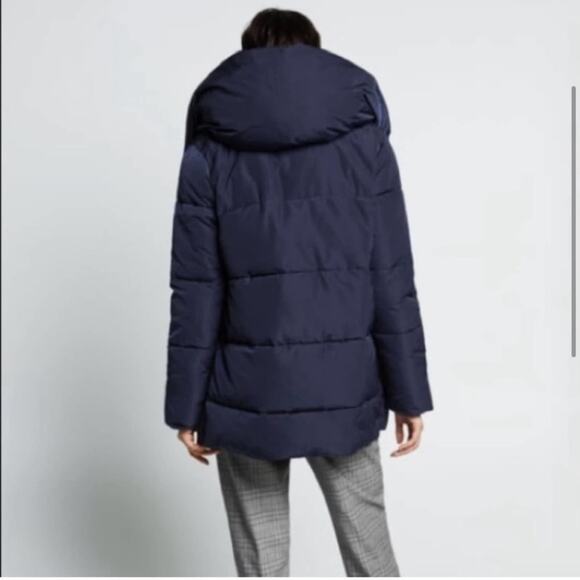 Zara Navy Blue High Collar Puffer Jacket Size XS Extra Small - Picture 2 of 6